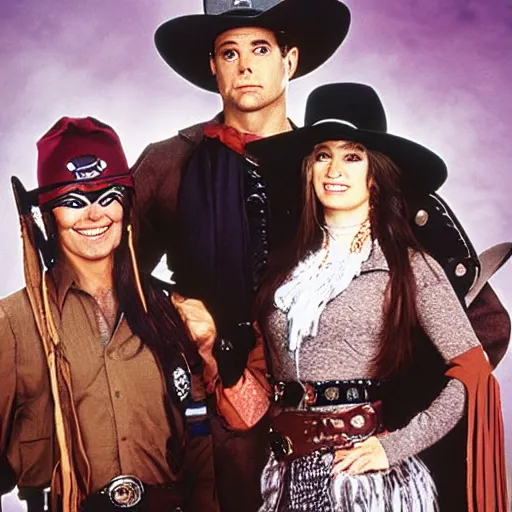 Prompt: The Lone Ranger in a 1990s sitcom, portrait still image