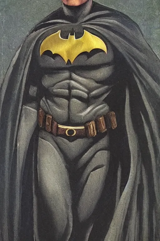 Prompt: batman figure painting the style of leonardo da vinci