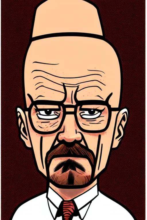 Image similar to walter white, in the style of dan decarlo, as drawn by dan decarlo for archie comics,