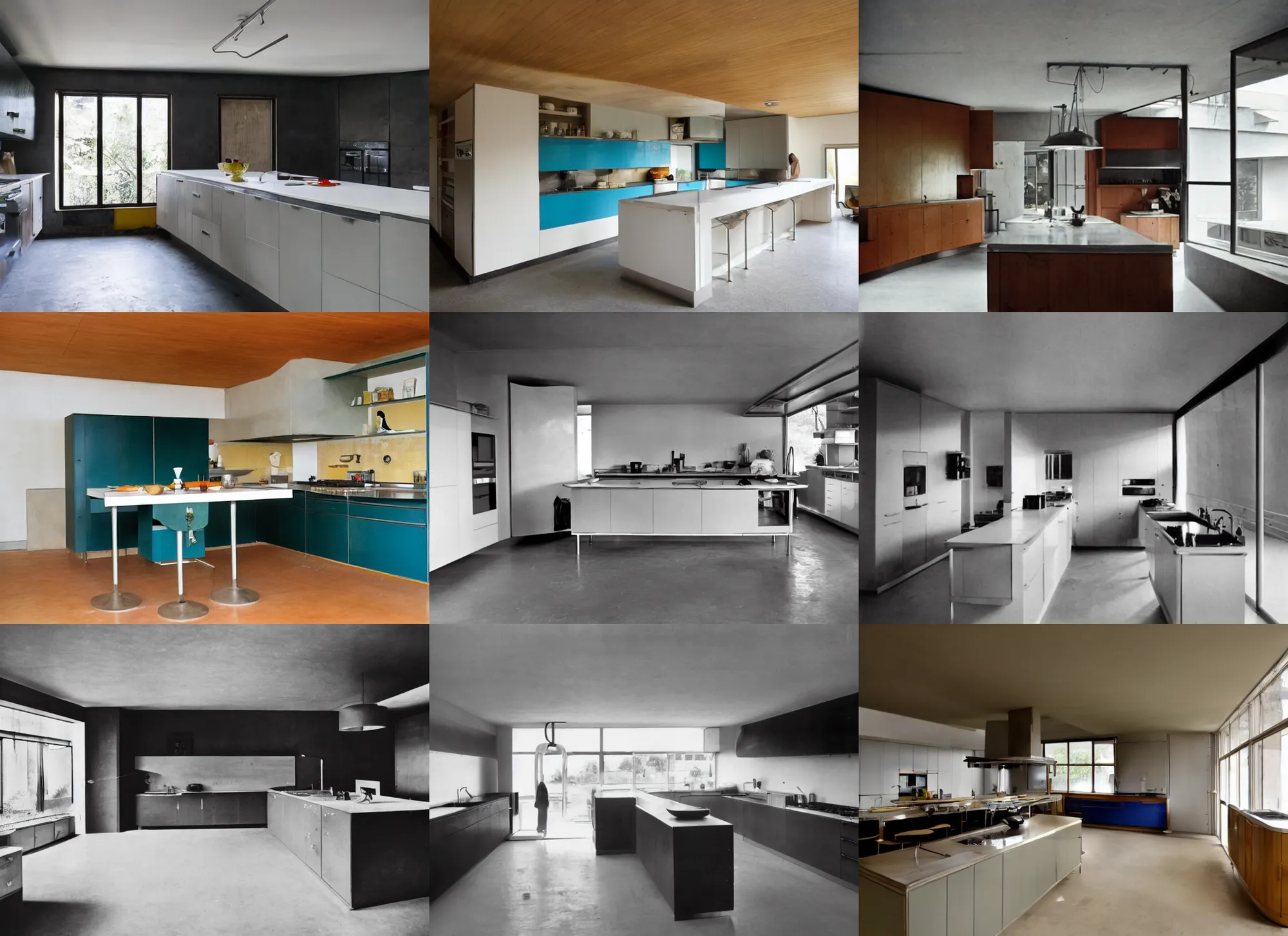 Prompt: a modern kitchen by le corbusier
