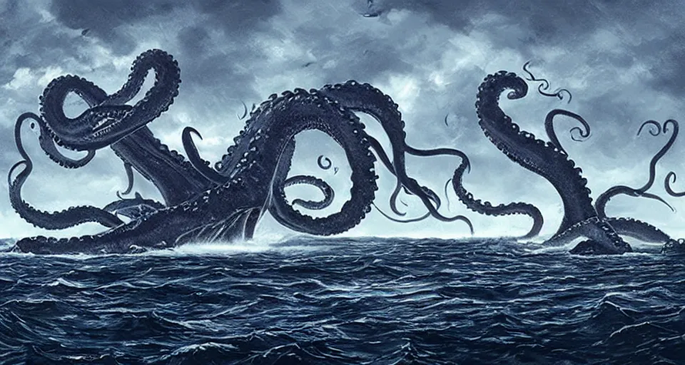 Image similar to A kraken attacking a cruise ship