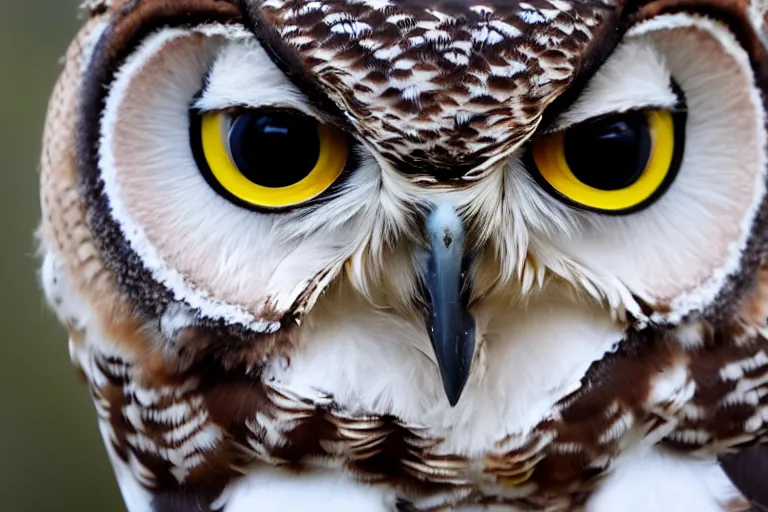 Prompt: owls looking directly into the focal point of the camera