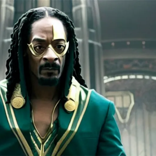 Image similar to film still of Snoop Dogg as Loki in the new Avengers film