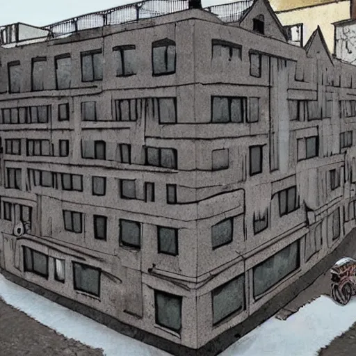 Prompt: building made of boiling water, hyper realistic style