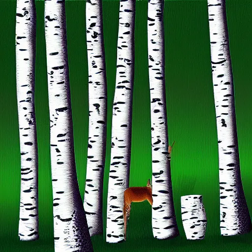 Image similar to bongo and birches, digital art