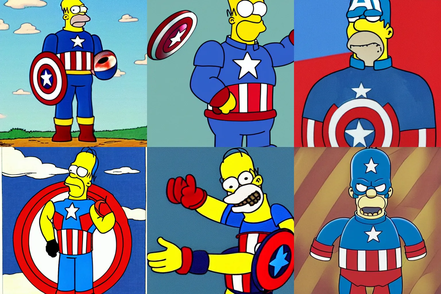 Prompt: Homer Simpson as captain america