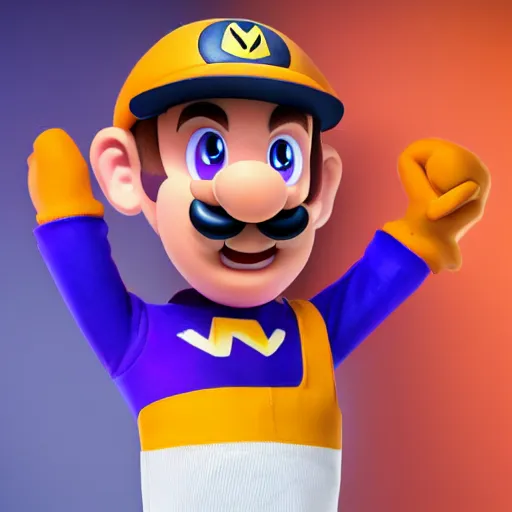 Prompt: Portrait of Max Verstappen as Waluigi, red bull, nintendo, high detail, 4k