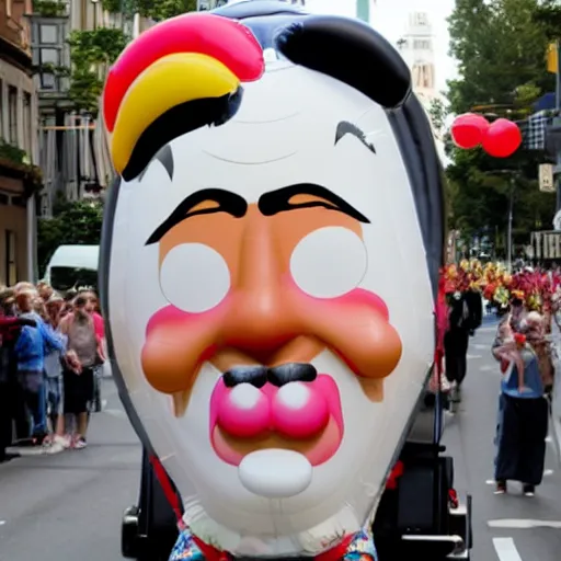 Prompt: jim carrey as a parade balloon