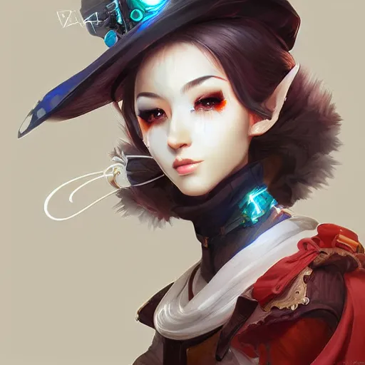 Image similar to A portrait of a cybernetic royal baroque asian gamer magician fox girl. , trending on artstation, digital art, by Stanley Artgerm Lau, WLOP, Rossdraws, James Jean, Andrei Riabovitchev, Marc Simonetti, Yoshitaka Amano