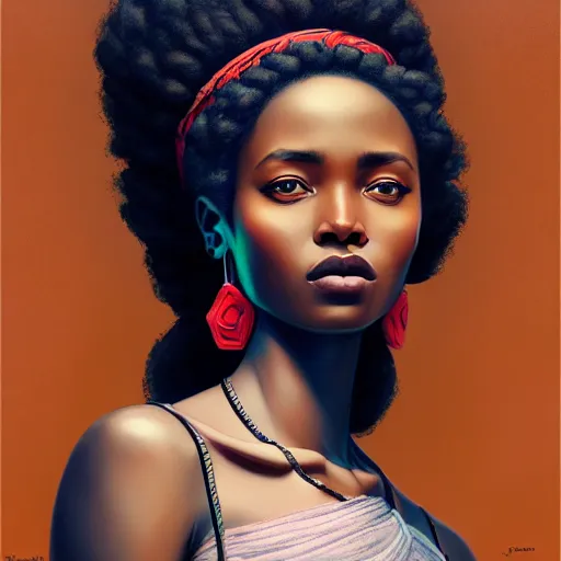 Prompt: beautiful ethiopian woman, extremely detailed, sharp focus, wide view, full body shot, smooth, digital illustration, by, james jean, by rossdraws, frank franzzeta, sakimichan, jeremy lipking, gerald brom