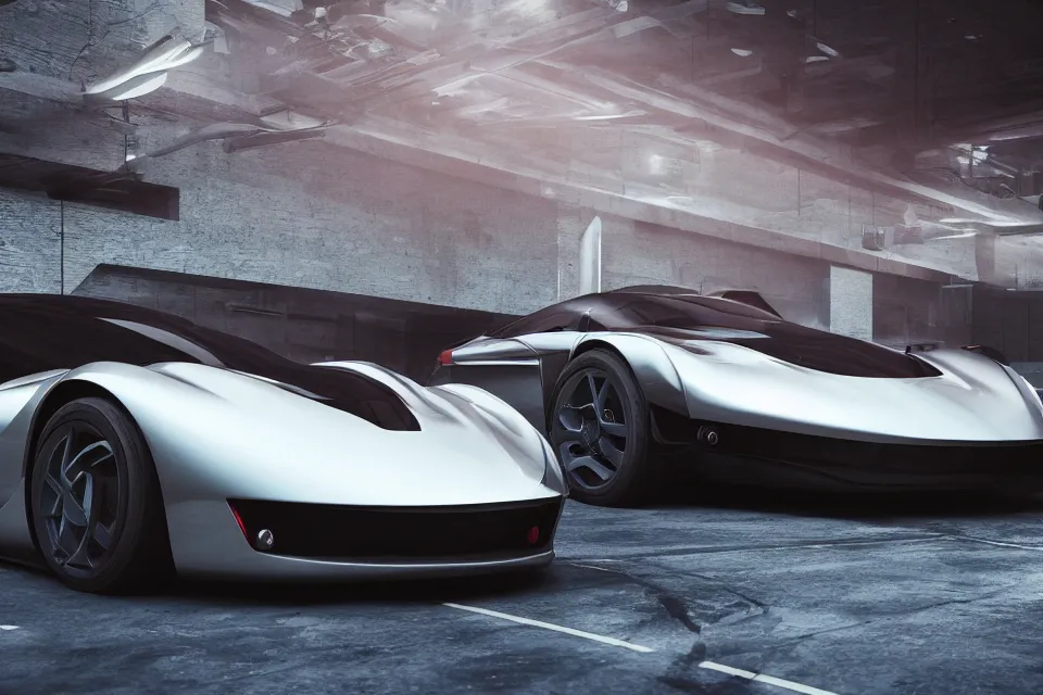 Image similar to Futuristic Sportscars Designed By TVR Circa Year 9000, photorealistic, volumetric lighting, hyperrealistic, octane render, HDR, photorealistic, bokeh