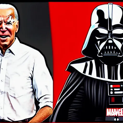 Prompt: joe biden and darth vader in the style of a gta 5 loading screen