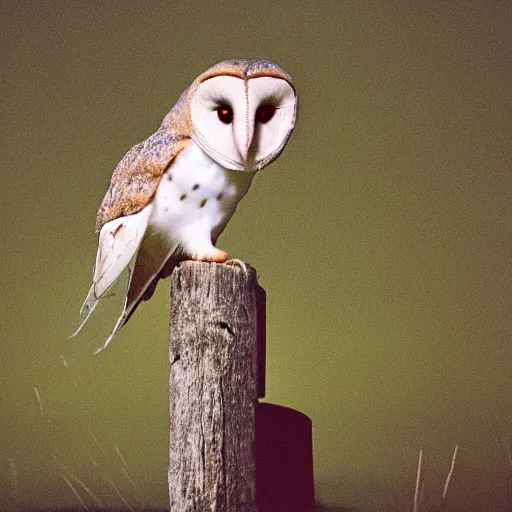Prompt: noctilux barn owl cinestill,