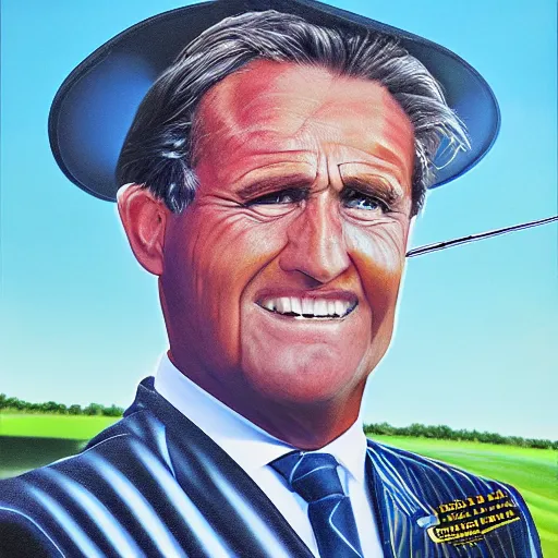 Image similar to airbrushed portrait of 'The Final Boss of Golf'