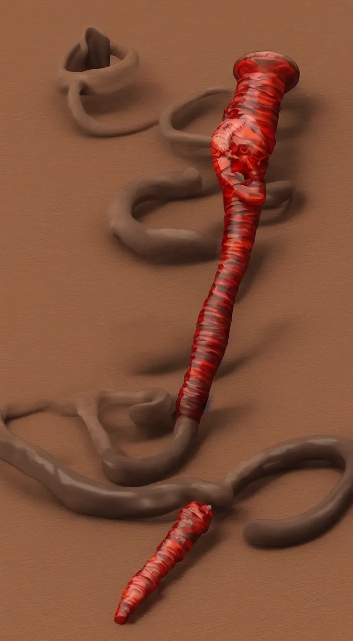 Image similar to a ceramic bag pipe shaped like a human oesophagus , in the style of a colour medical illustration, unreal engine , 8k,