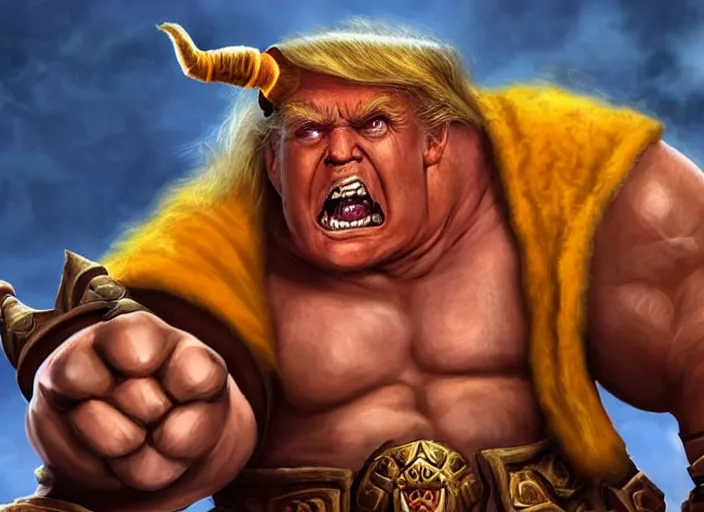 Image similar to donald trump as garrosh in world of warcraft