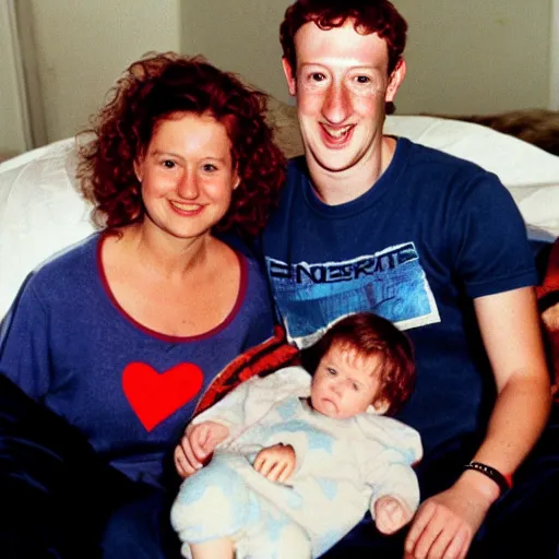 Prompt: mark zuckerberg in a pajama onesie getting tucked into a racecar bed by his mother circa 1 9 9 1