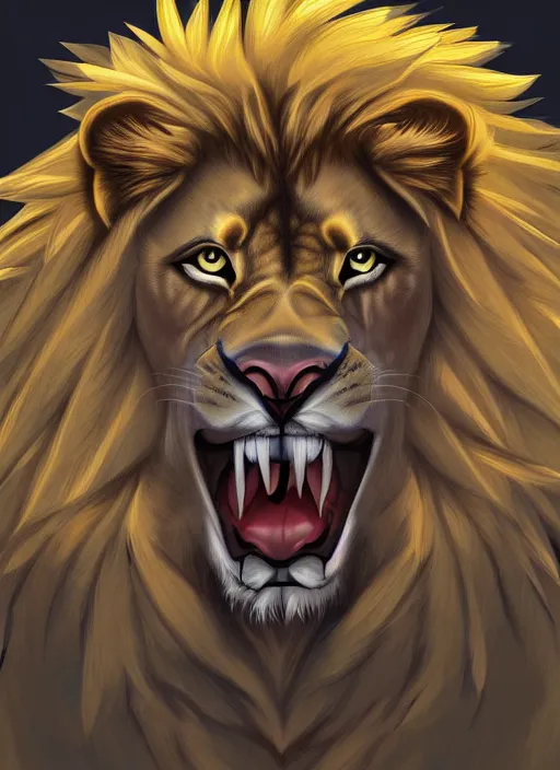 Image similar to digital painting of a lion wearing a loincloth, fursona, furry art, stylized, cel shaded, ultra detailed, anime key visual, wlop