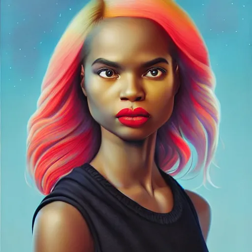 Prompt: Stockholm city portrait, black girl, Pixar style, by Tristan Eaton Stanley Artgerm and Tom Bagshaw.