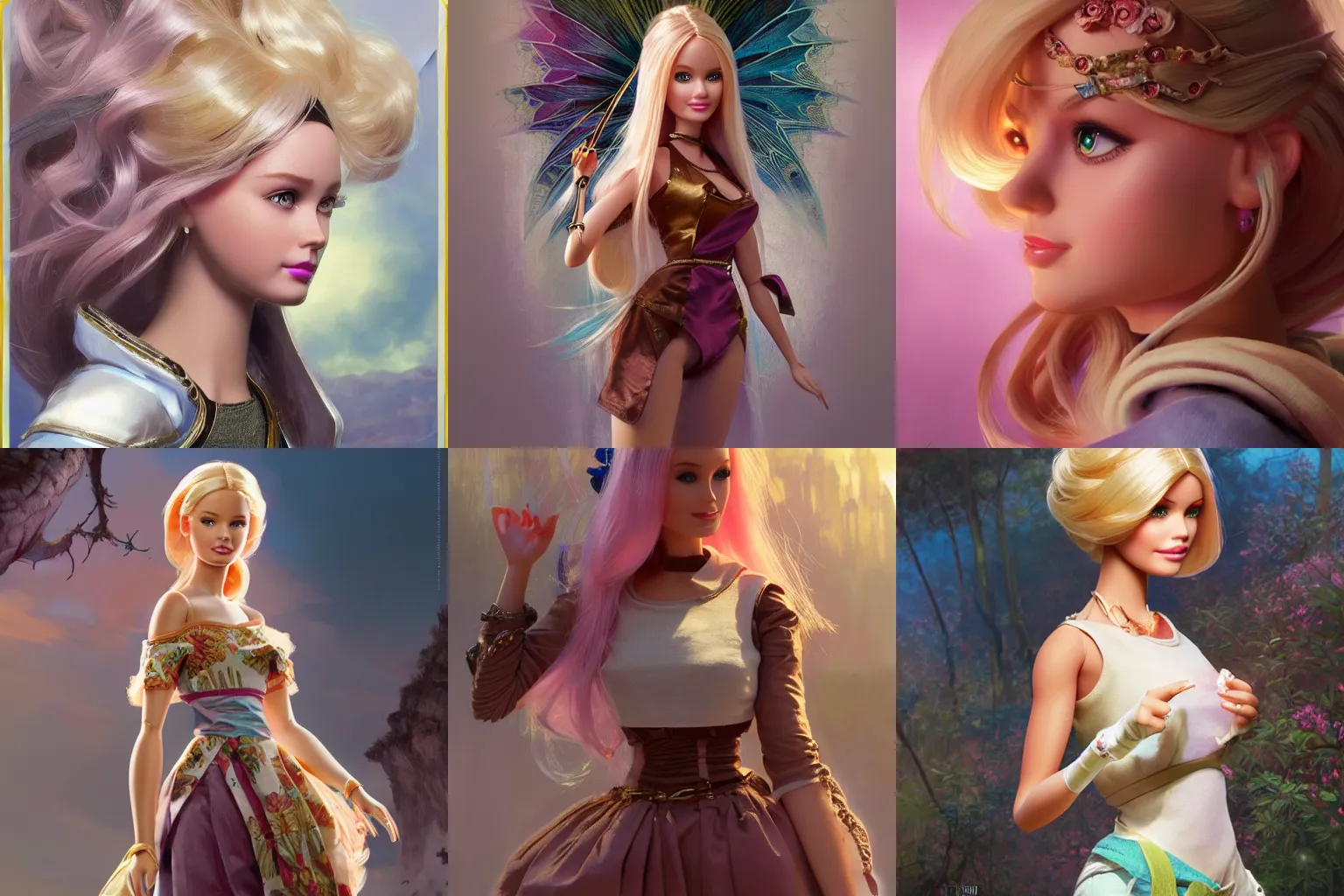 Prompt: Barbie doll the Tenet movie character, highly detailed, digital fantasy character, painted portrait, artstation, concept art, hard focus, illustrations, works by Artgerm and Greg Rutkowski, Alphonse Mucha and Craig Mullins, James Jean, Andrey Ryabovichev, Mark Simonetti and Peter Morbacher, 16k,