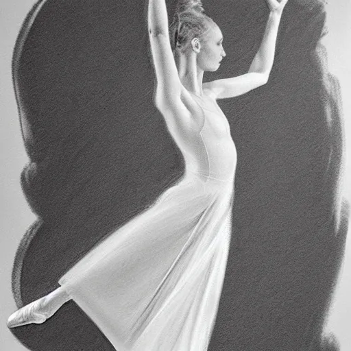 Prompt: gorgeous graceful graphite gesture drawing of a ballerina dancing through time and space