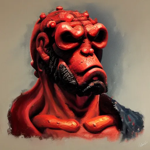 Prompt: Oil painting of Hellboy very detailed 4K quality