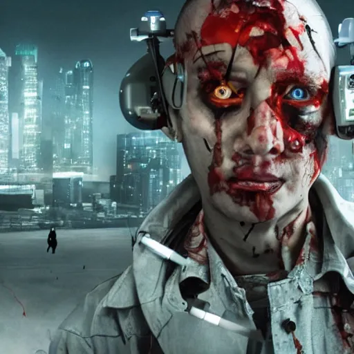 Image similar to 2047 ai apocolypse turns humans into cyborg zombies