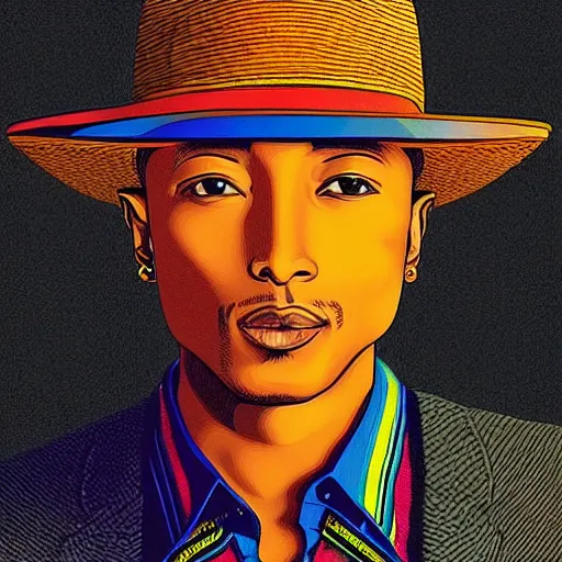 Image similar to “ pharrell retro minimalist portrait by jean giraud, art of moebius, sharp, smooth face, comic, 8 k ”