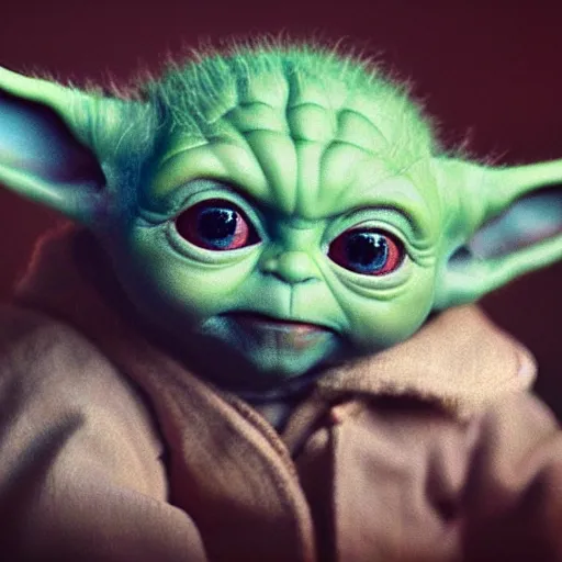 Prompt: detailed cinematic moody colors studio portrait of baby yoda, grogu, high quality by jeremy mann, only one head single portrait