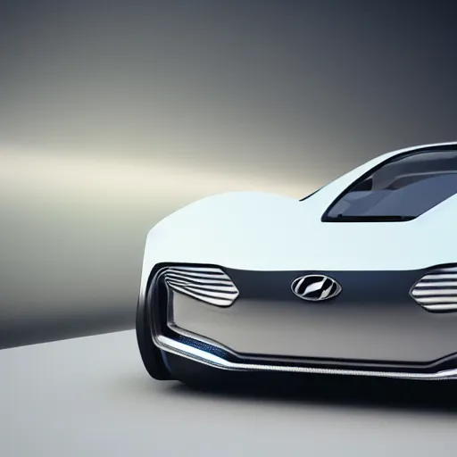 Image similar to Hyundai angular concept car, 3d render, unreal engine 5, octane render, 4k, low contrast, ray tracing, serene landscape, calm, relaxing, beautiful landscape, highly detailed, high quality, product photo, hyperrealistic, concept art, symmetrical, centered, godrays