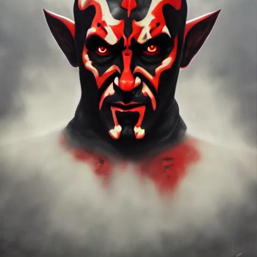 Image similar to Darth Maul, elden ring boss, matte painting, detailed, elden ring, oil on canvas