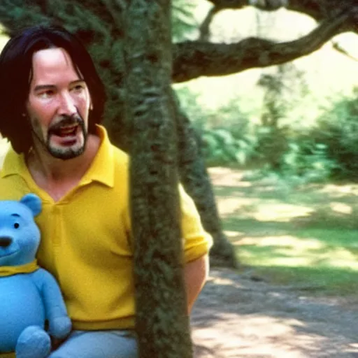 Image similar to A still of Keanu Reeves as Winnie the Pooh