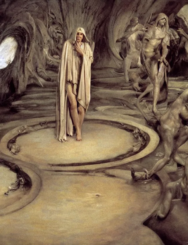 Prompt: the seventh circle of hell from dante's divine comedy - key lighting, soft lights, foggy, by steve hanks, by lisa yuskavage, by serov valentin, by tarkovsky, 8 k render, detailed, oil on canvas