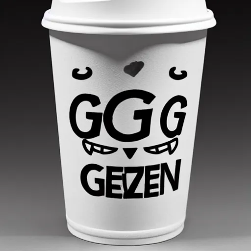 Image similar to a cup with a skeleton saying'gg ez '!!! on it,'gg ez '!!! text on the cup