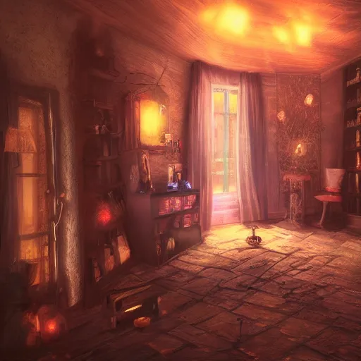 Prompt: witch's apartment, fantasy, 4K