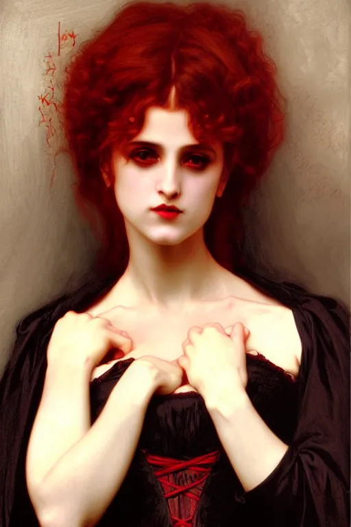 Image similar to victorian vampire, painting by rossetti bouguereau, detailed art, artstation