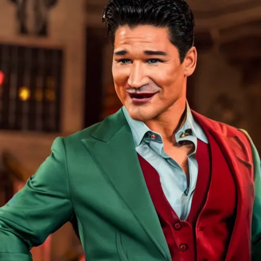 Image similar to mario lopez as the joker, 8 k, movie still