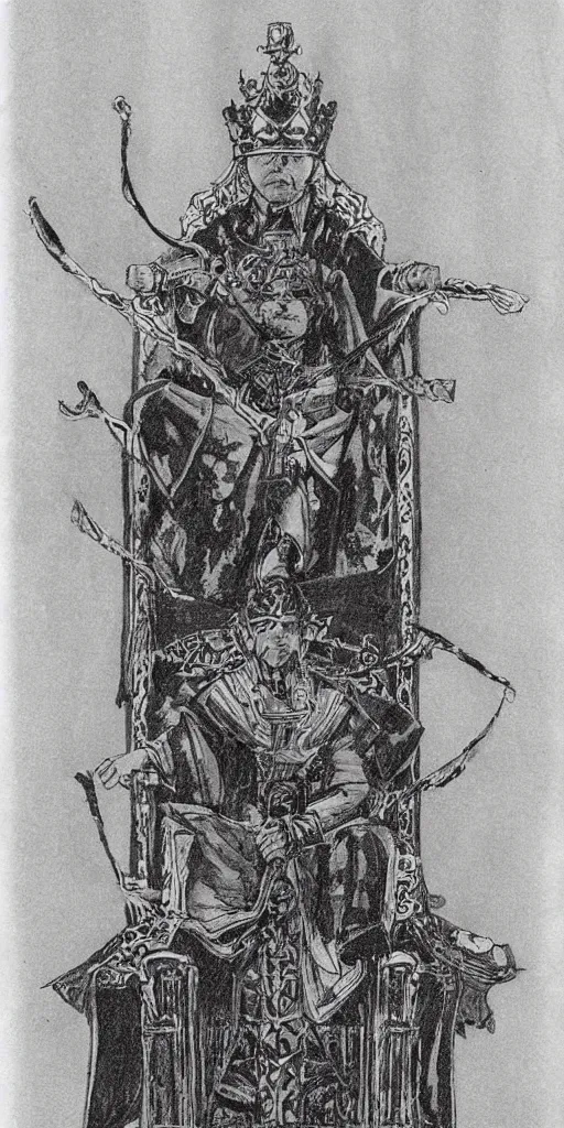 Image similar to a king on a throne drawn by Makoto Yukimura