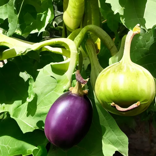 Image similar to an eggplant fruit still on the vine
