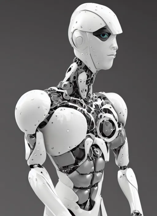Prompt: portrait of a futuristic blanco ceramic Spanish prince humanoid robot with a handsome face and muscular body reclining with las piernas abertas, macho, piroca, dotado, gostoso, guapo, trending on cgsociety