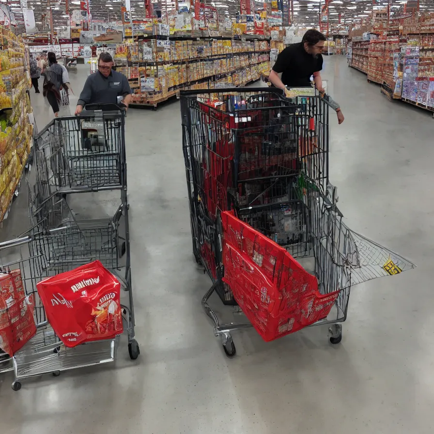 Prompt: mothman pushing a cart in costco, high definition, national geographic, award winning, nature photo, 8k