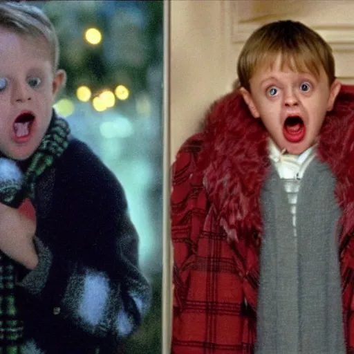 Image similar to kevin mcallister looking surprised