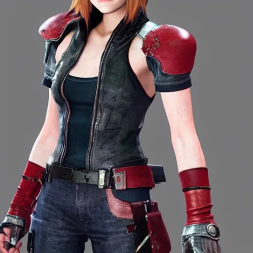 Prompt: emma stone in final fantasy vii remake, character render, full body shot, highly detailed, in game render