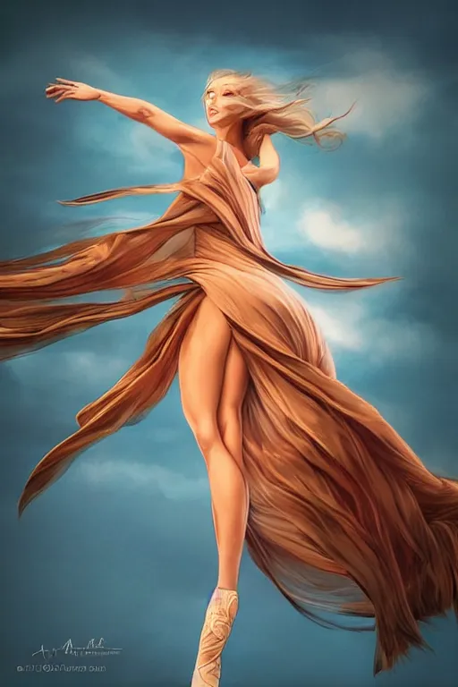 Image similar to dancer in the wind by artgerm, retrofuturism, reimagined by industrial light and magic