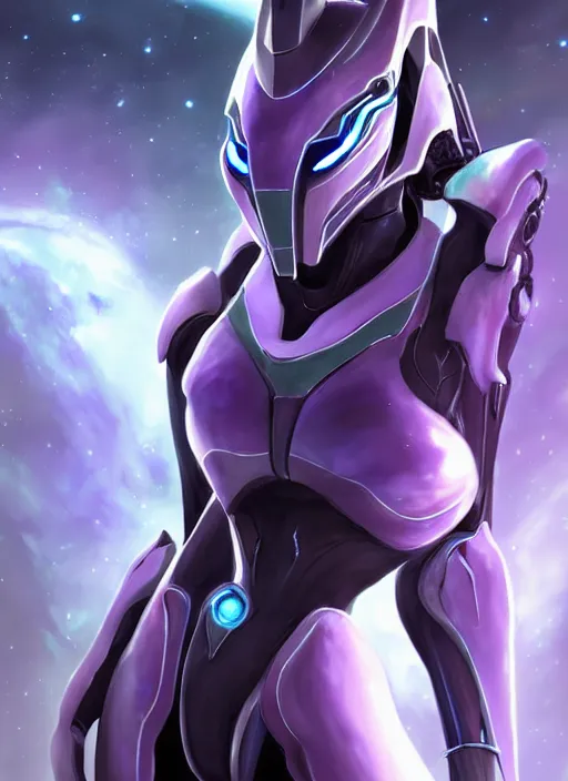 Prompt: cinematic front shot, cosmic sized proportional stunning beautiful hot female warframe, detailed sleek robot mecha female dragon head, metal ears, sleek purple eyes, sleek silver armor, smooth, nebula sized, holding a planet, epic proportions, epic size, epic scale, furry art, dragon art, giantess art, warframe fanart, furaffinity, deviantart