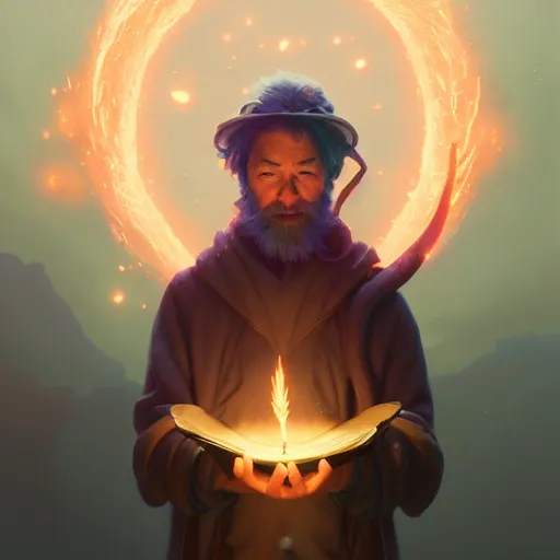 Prompt: highly detailed vfx portrait of an old mage casting a light spell, unreal engine, greg rutkowski, loish, rhads, beeple, makoto shinkai and lois van baarle, ilya kuvshinov, rossdraws, tom bagshaw, alphonse mucha, global illumination, detailed and intricate environment