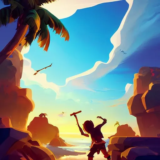 Image similar to painting treasure on sea of thieves game smooth median photoshop filter cutout vector, behance hd by jesper ejsing, by rhads, makoto shinkai and lois van baarle, ilya kuvshinov, rossdraws global illumination