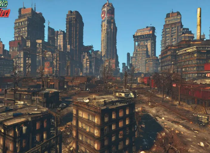 Prompt: new york city in fallout 4