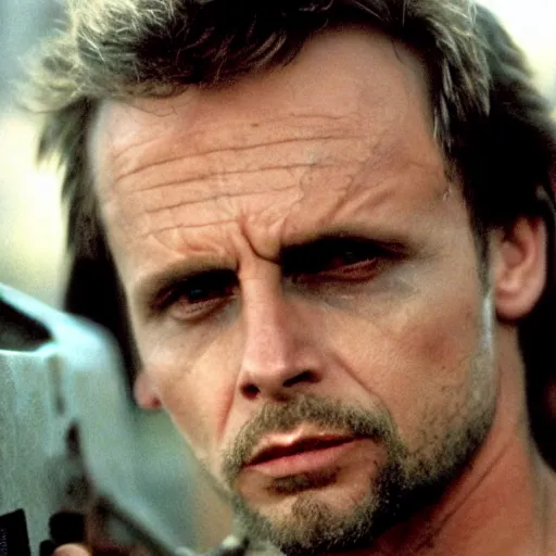Prompt: young michael biehn as solid snake, 3 5 mm
