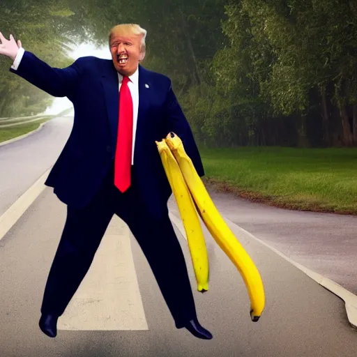 Prompt: Donald Trump sliding on banana peel ultra realistic, 4K, HD, HQ